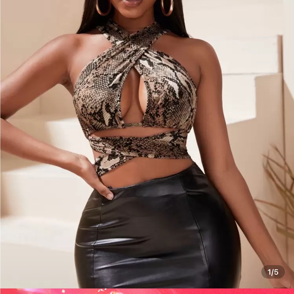 Snake Print Halter Top